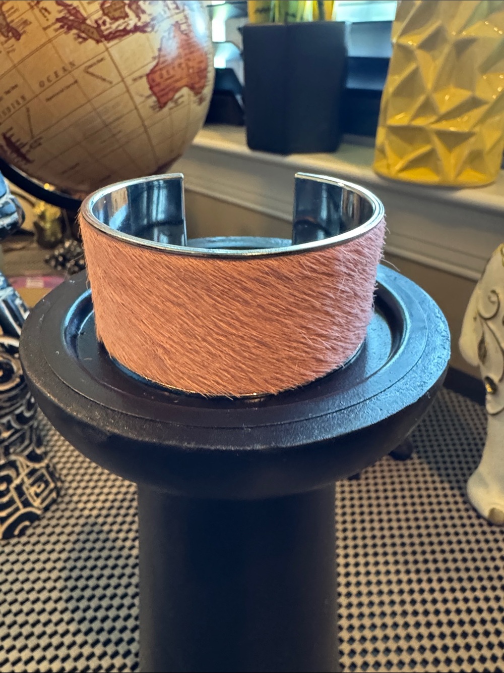 Express Pink Faux-Fur Open Cuff Bracelet